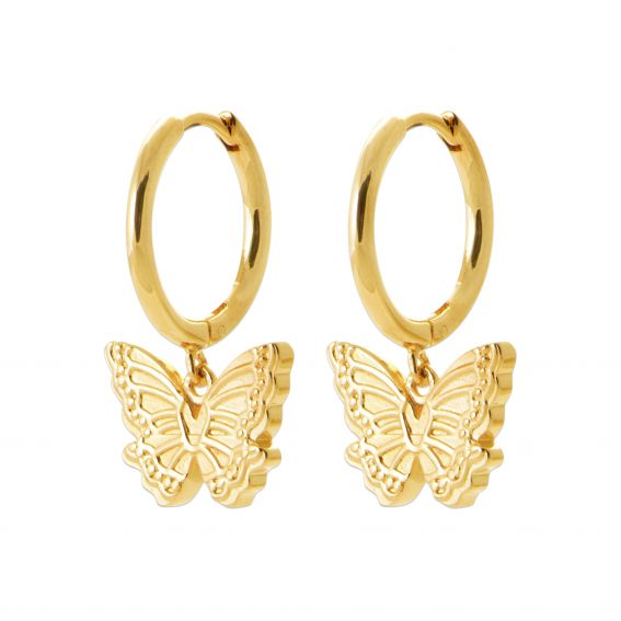 Bijou argent/plaqué or 18k gold plated butterfly hoop