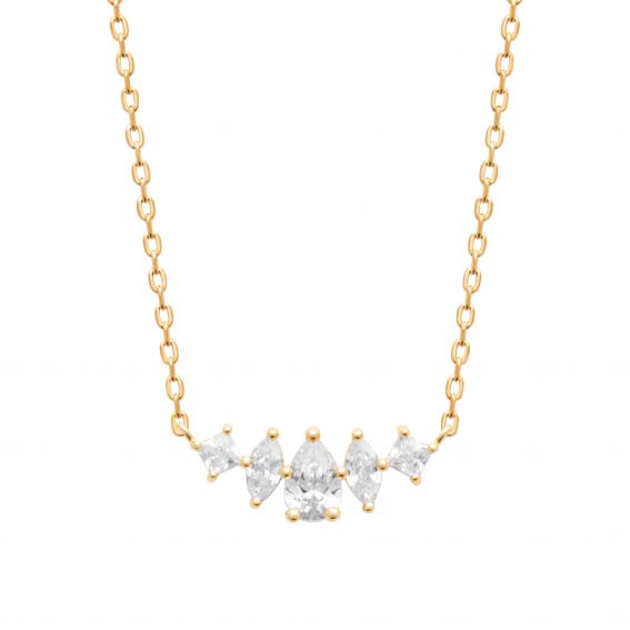 Bijou argent/plaqué or Victoria necklace plated with 18k gold and zirconiums