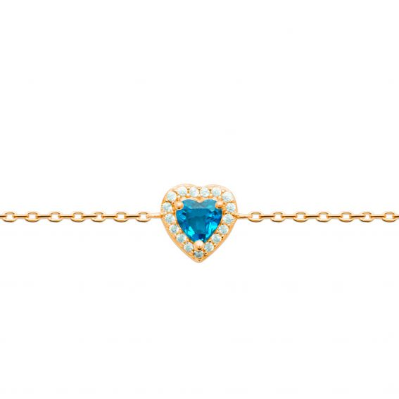 Bijou argent/plaqué or Bracelet reine bleu empierré en plaqué or 18k