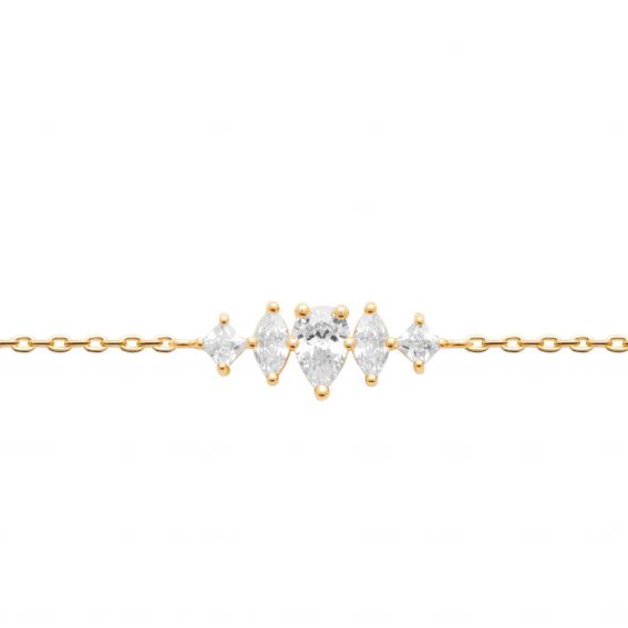 Bijou argent/plaqué or Victoriz jeweled bracelet in 18k gold plated