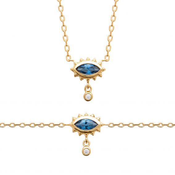 Bijou argent/plaqué or Léa necklace 18k gold plated and zirconiums