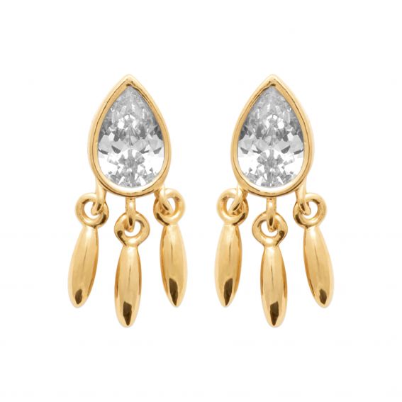 Bijou argent/plaqué or Perceuses bali empierrées en plaqué or 18k