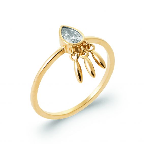 Bijou argent/plaqué or 18k gold plated Bali stone ring