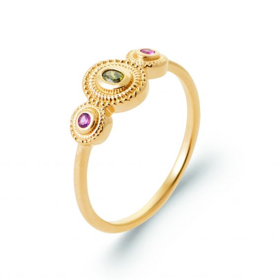 Bijou argent/plaqué or 18k gold plated stone Cléo ring
