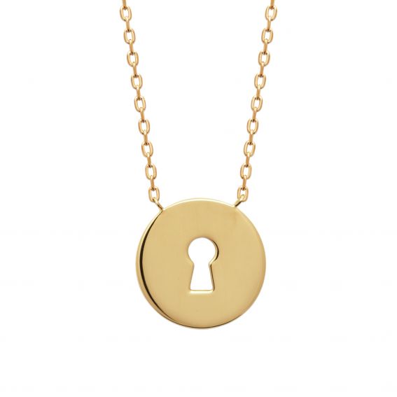 Bijou argent/plaqué or 18k gold plated round padlock necklace