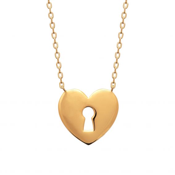 Bijou argent/plaqué or 18k gold plated heart padlock necklace