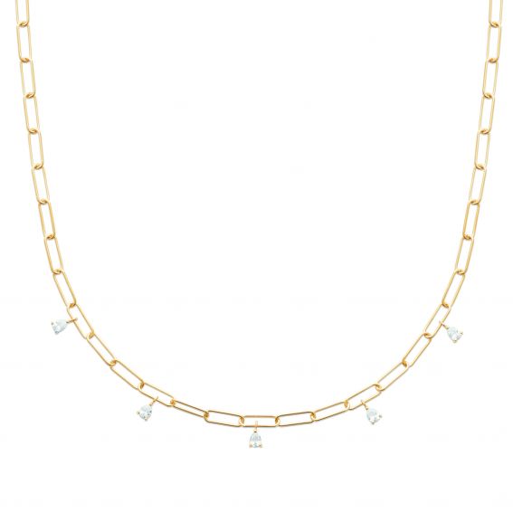 Bijou argent/plaqué or Esmée wide mesh necklace 18k gold plated