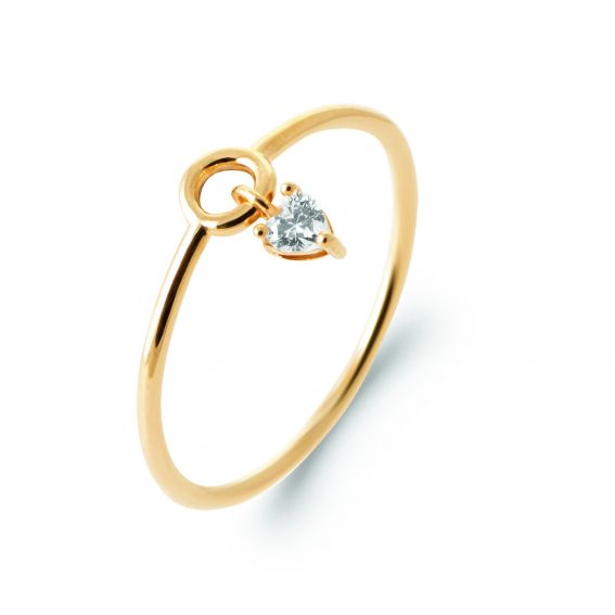 Bijou argent/plaqué or Esmée heart ring in 18k gold plated charm