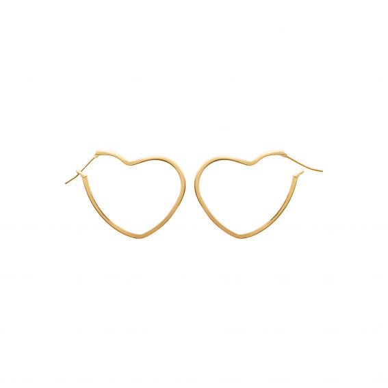 Bijou argent/plaqué or 18k gold plated heart flap hoop