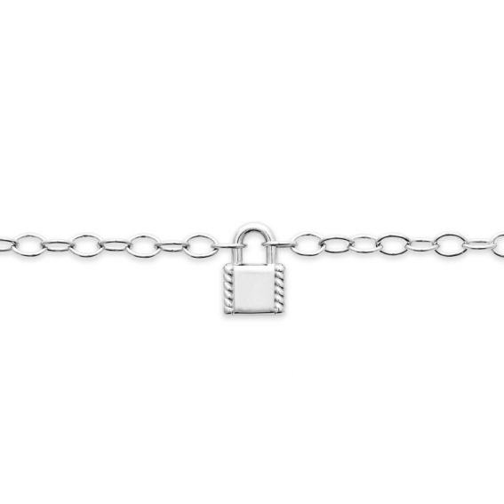 Bijou argent/plaqué or Bracelet cadenas ouvert plaqué or 18k