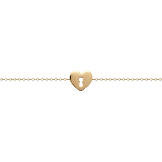 Bijou argent/plaqué or 18k gold plated heart padlock bracelet
