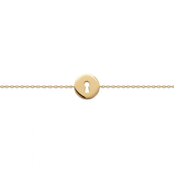 Bijou argent/plaqué or 18k gold plated round padlock bracelet