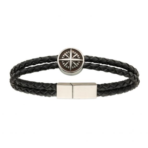Bijou argent/plaqué or Jule leather and steel bracelet