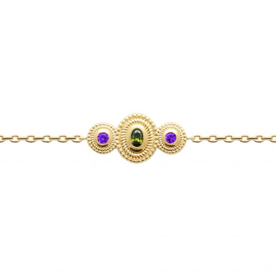 Bijou argent/plaqué or Cléo jeweled bracelet in 18k gold plated