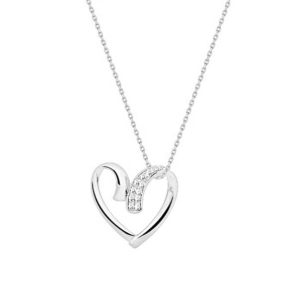 Bijou or et personnalisé Heart necklace with diamonds 9 carat white gold