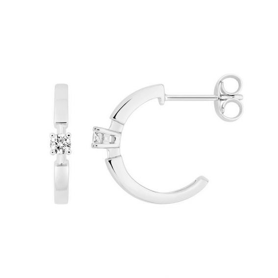 Bijou or et personnalisé Unique hoop earrings and diamond 9 carat white gold