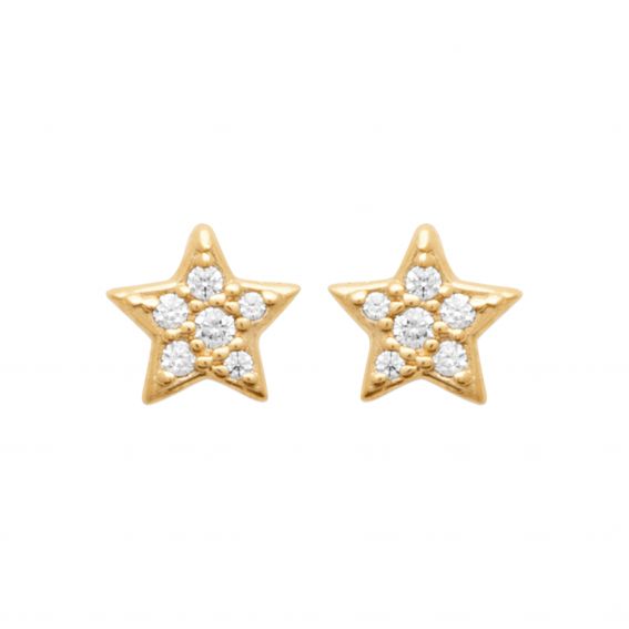 Gold stone star earring