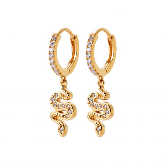 Bijou argent/plaqué or 18k gold plated snake hoop earrings