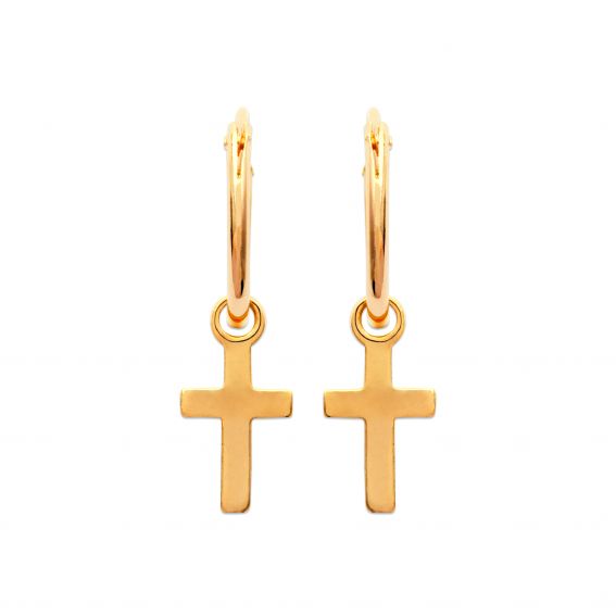 Bijou argent/plaqué or 18k gold plated cross hoop earrings