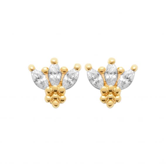 Bijou argent/plaqué or Magnolia drills jeweled in 18k gold plated