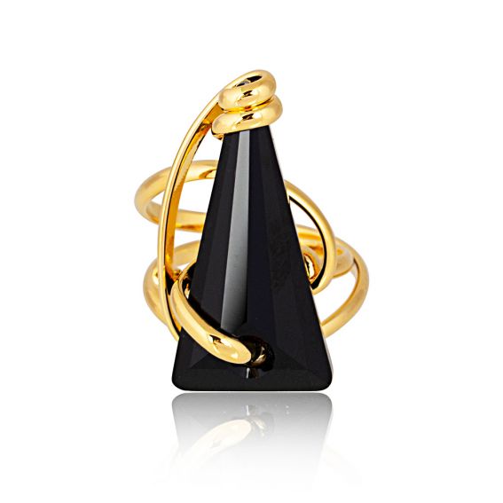 Andrea Marazzini Marazzini Swarovski Crystal Big Drop Black Ring