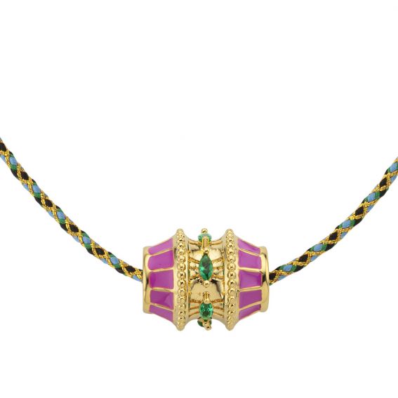 Mya Bay fuchsia gold talisman necklace