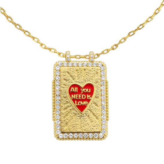 Collier red heart bohème gold