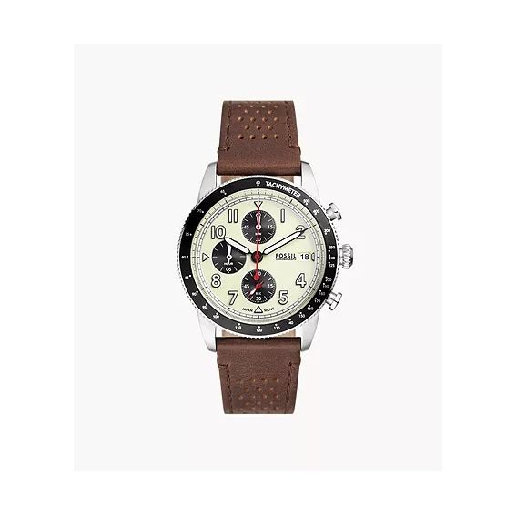 Fossil Tourer chronograph sports watch in brown leather