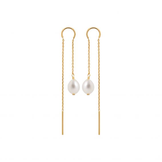 Bijou argent/plaqué or Perceuses Samy chaine et perle en plaqué or 18k