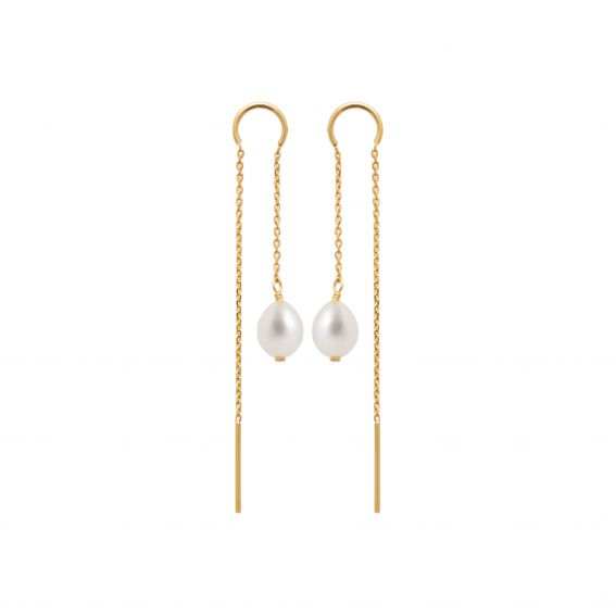 Bijou argent/plaqué or Samy drills chain and pearl in 18k gold plated