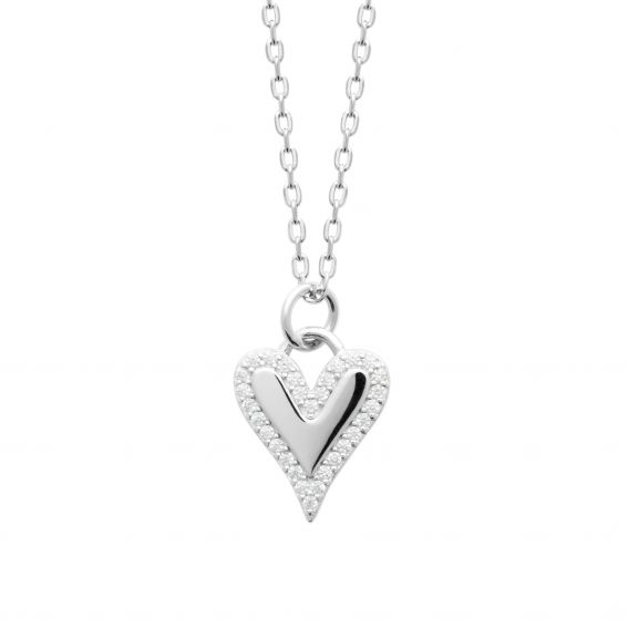 Bijou argent/plaqué or Elongated heart necklace in 925 silver