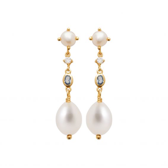 Bijou argent/plaqué or Vivienne pearl earring in 18k gold plated