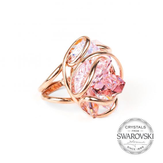 Marazzini - crystal ring Swarovski pink flower