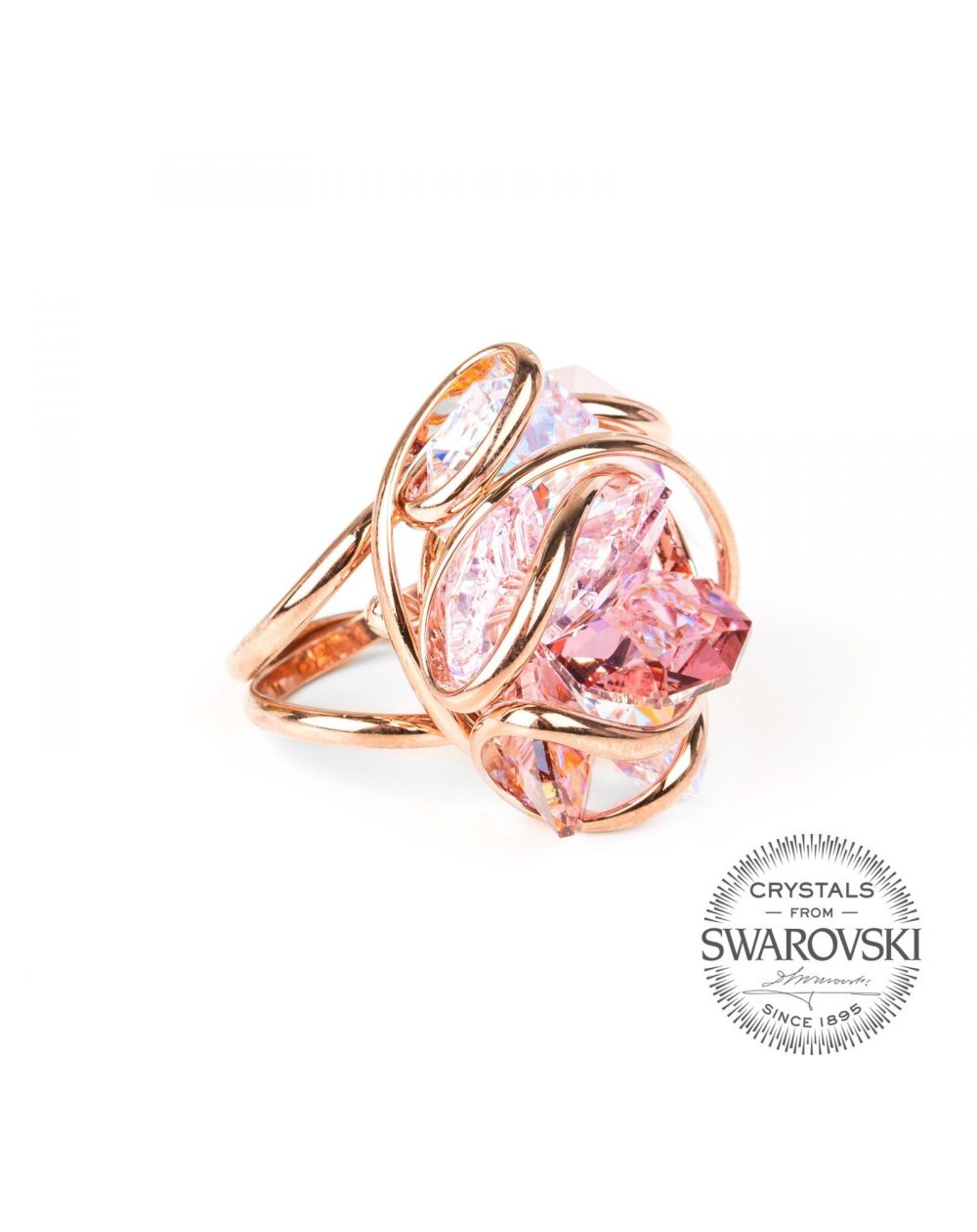 Marazzini - kristallen ring Swarovski roze bloem