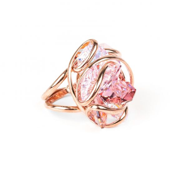 Marazzini - kristallen ring Swarovski roze bloem