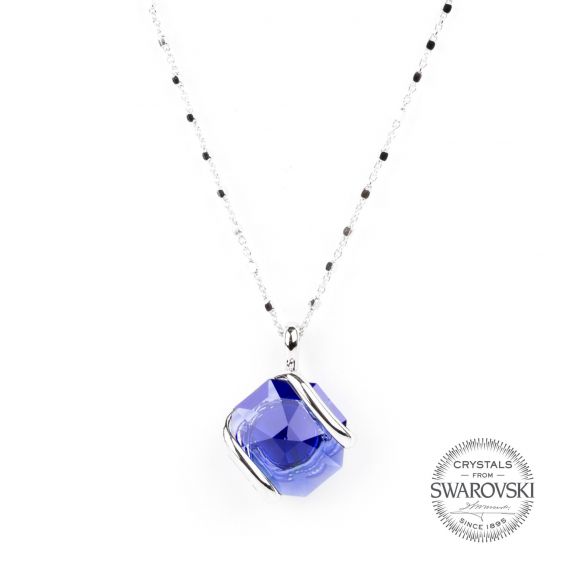 Marazzini - mini Swarovski crystal necklace dark blue