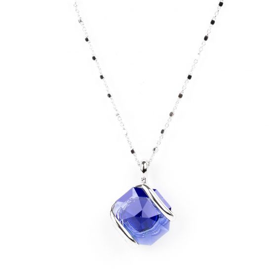 Marazzini - mini Swarovski kristal ketting donkerblauw