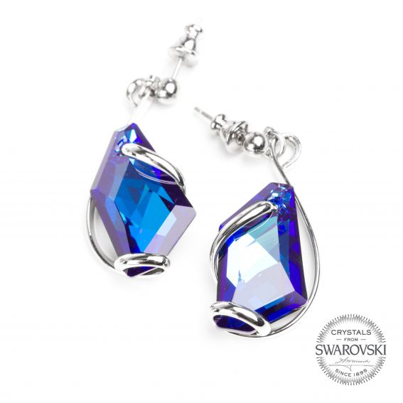 Marazzini - Swarovski blauwe kristallen oorbellen