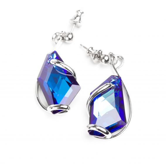 Marazzini - Swarovski blauwe kristallen oorbellen