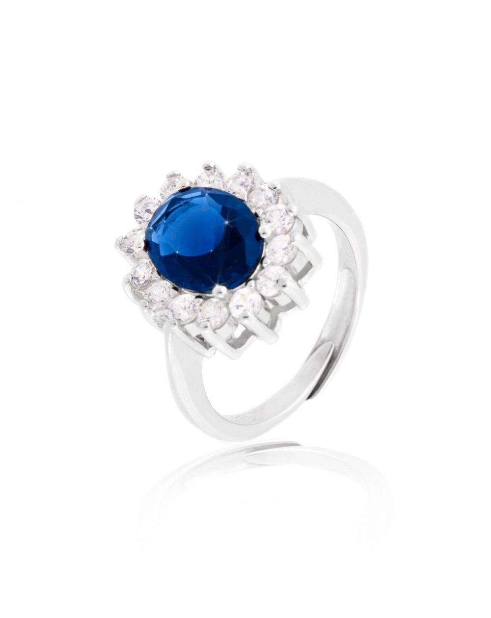 Bague Diana bleu saphir - Bijoux en argent - Bague ajustable