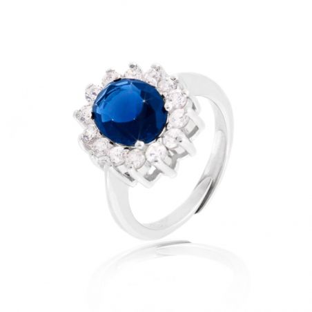 Bague Diana bleu saphir - Bijoux en argent - Bague ajustable