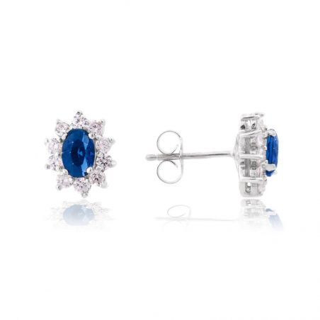 Perceuses Diana bleu saphir - Bijoux en argent - Boucles d'oreilles