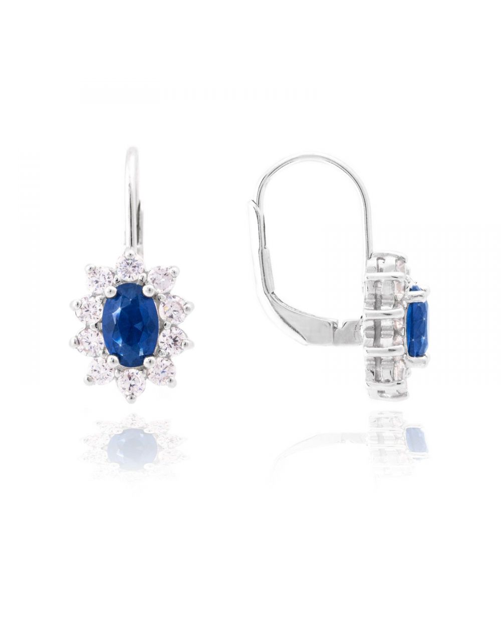 Dormeuses Diana bleu saphir - Bijoux en argent - Boucles d'oreilles