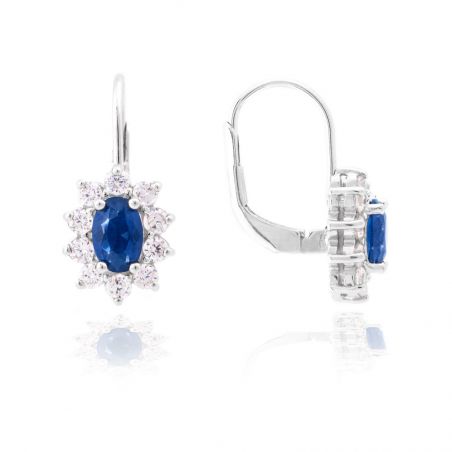 Dormeuses Diana bleu saphir - Bijoux en argent - Boucles d'oreilles