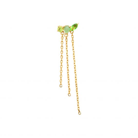 Bijou argent/plaqué or 18k gold plated Green earring (sold individually)