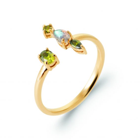 GREEN ring 18k gold plated