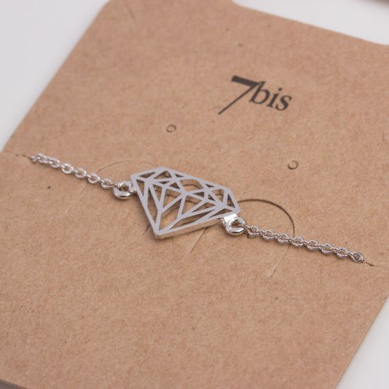Bracelet 7bis diamant argenté - Bijoux et bracelet de marque 7bis