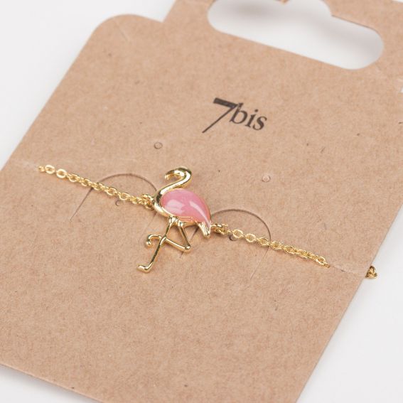 Bracelet 7bis flamant rose émaillé - Bijoux et bracelet de marque 7bis