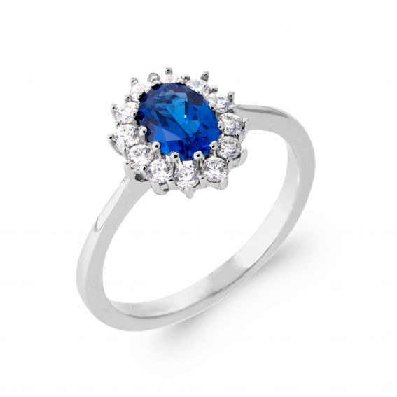 Bijou argent/plaqué or Blauwe Elisabeth-ring in 925 zilver