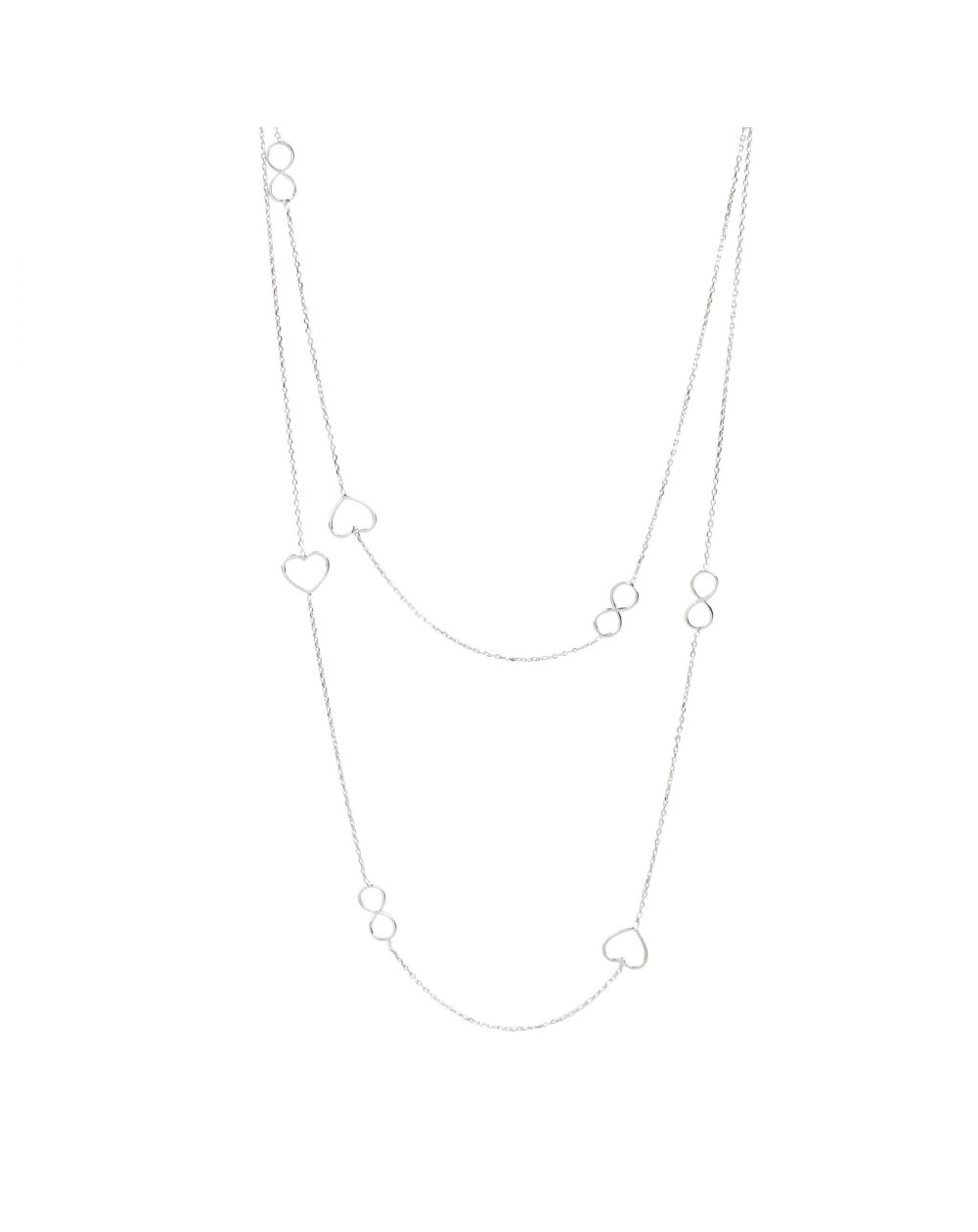 Sautoir coeurs et infinis - Bijoux en argent - Collier en argent 925